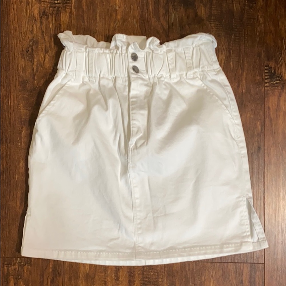 C’est Toi White Twill Side Pleat Skirt Sz Large